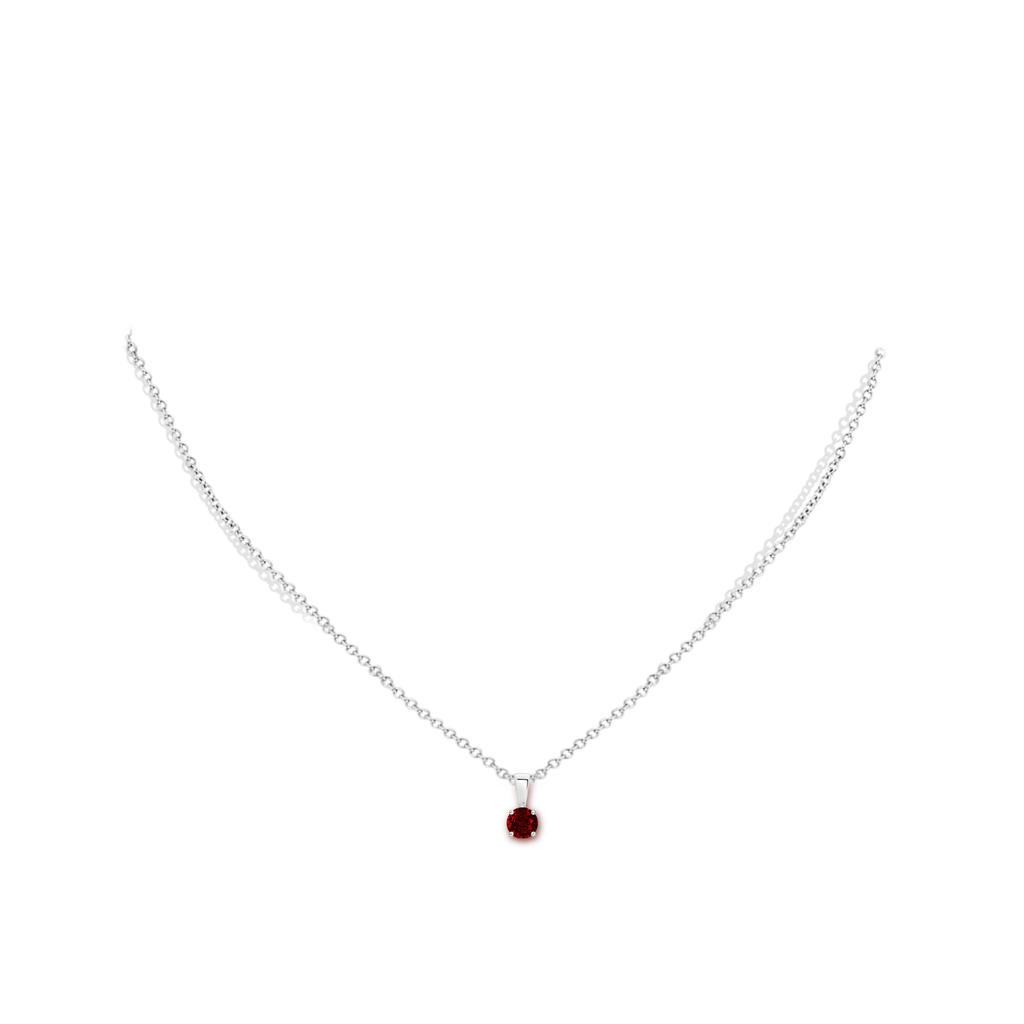 4mm AAAA Classic Round Ruby Solitaire Pendant in S999 Silver pen