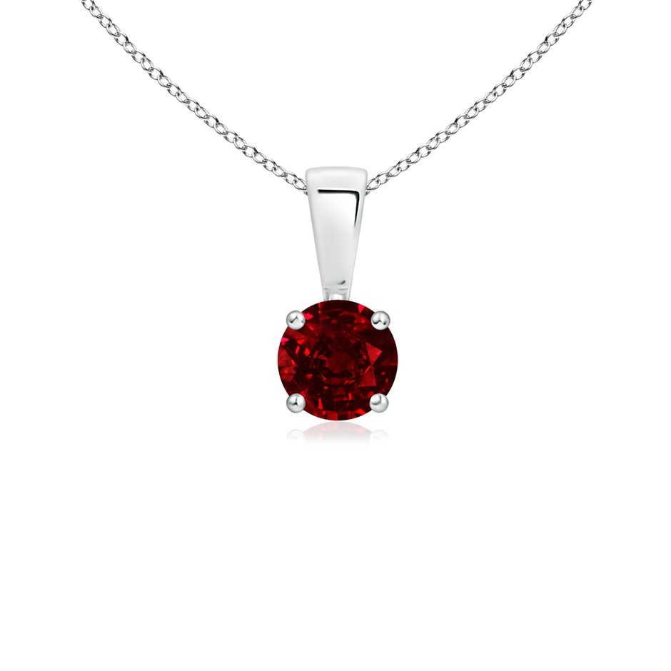 4mm AAAA Classic Round Ruby Solitaire Pendant in White Gold 