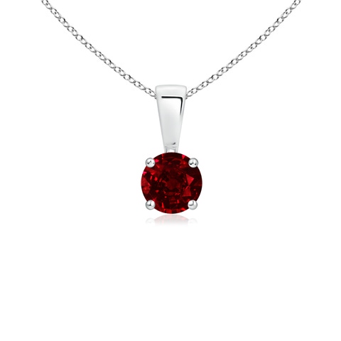 4mm AAAA Classic Prong-Set Round Ruby Solitaire Pendant in White Gold