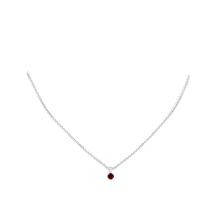 4mm AAAA Classic Round Ruby Solitaire Pendant in White Gold pen