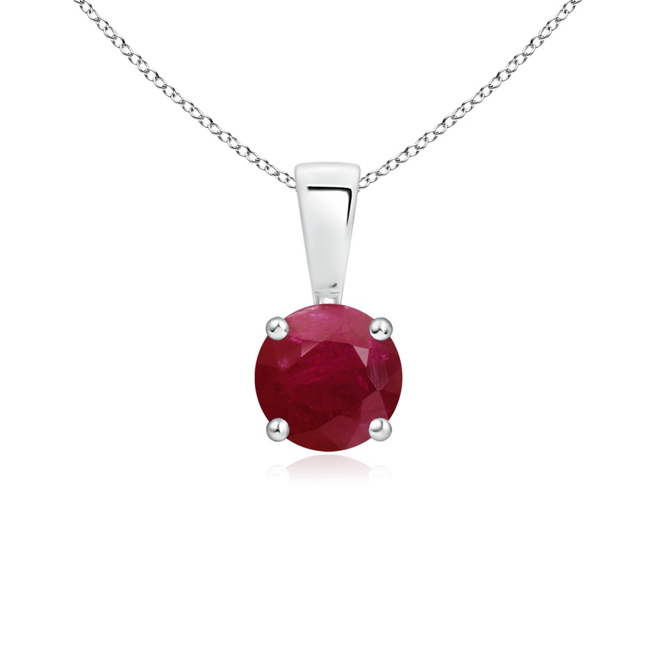 5mm A Classic Prong-Set Round Ruby Solitaire Pendant in S999 Silver 