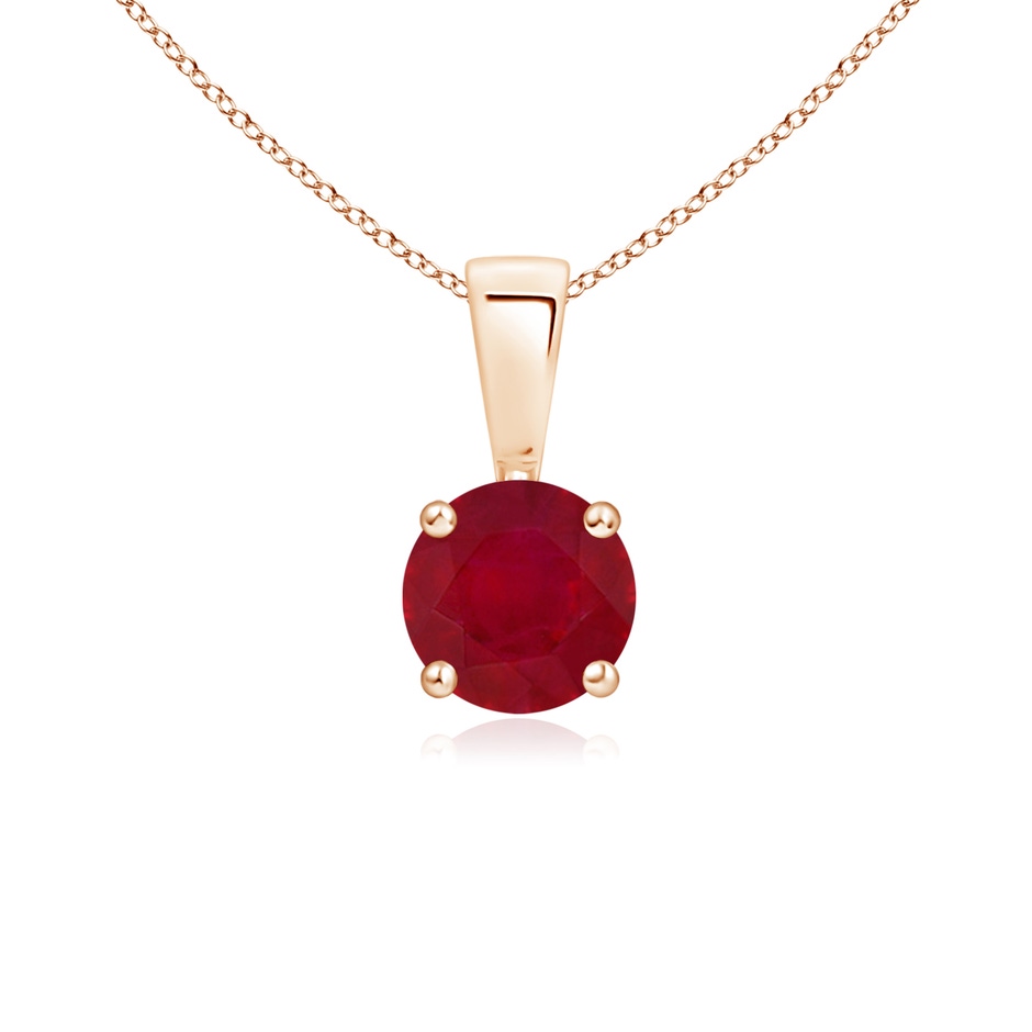 5mm AA Classic Prong-Set Round Ruby Solitaire Pendant in Rose Gold 