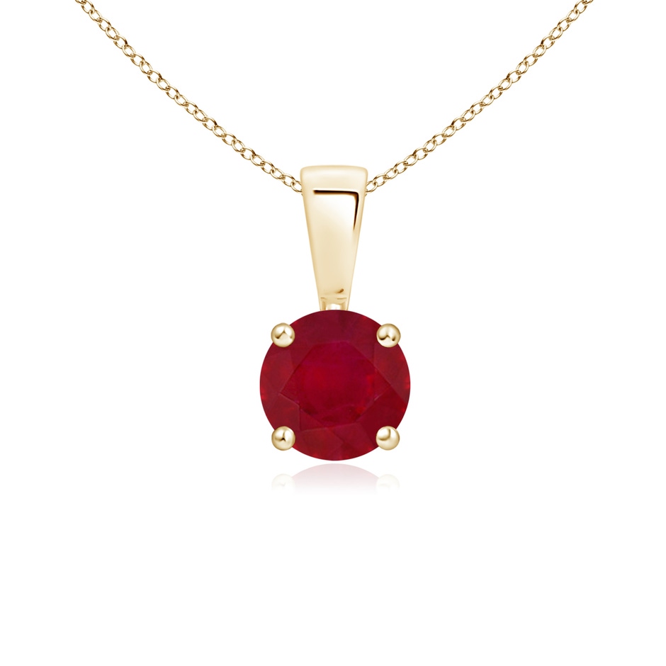 5mm AA Classic Prong-Set Round Ruby Solitaire Pendant in Yellow Gold 