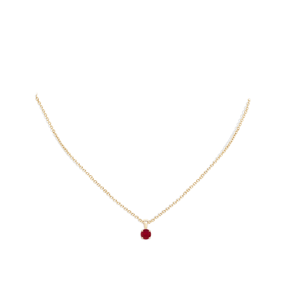 5mm AA Classic Prong-Set Round Ruby Solitaire Pendant in Yellow Gold pen