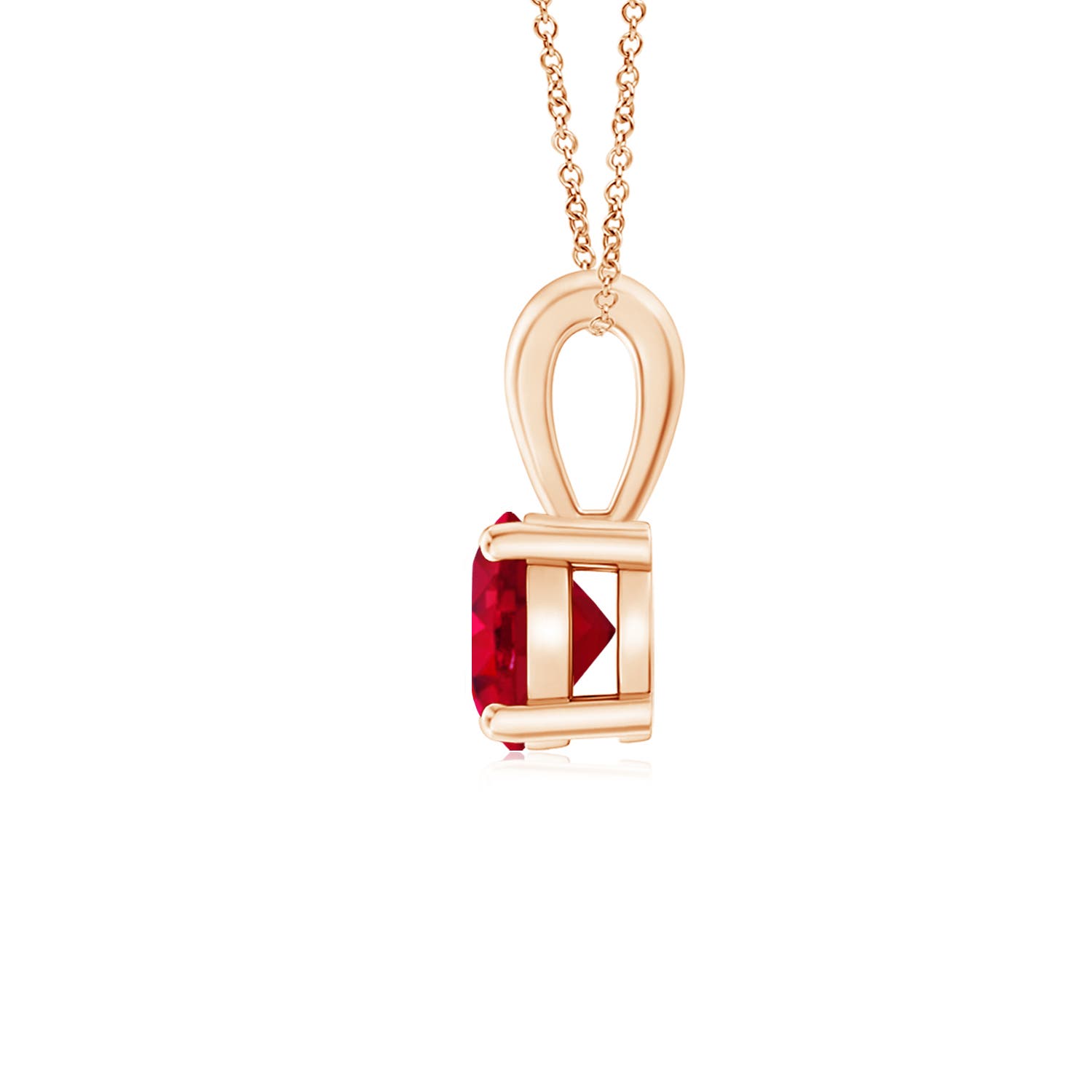 5mm AAA Classic Prong-Set Round Ruby Solitaire Pendant in 18K Rose Gold
