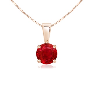 5mm AAA Classic Round Ruby Solitaire Pendant in Rose Gold