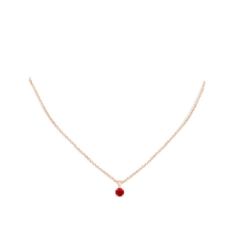 5mm AAA Classic Prong-Set Round Ruby Solitaire Pendant in Rose Gold pen