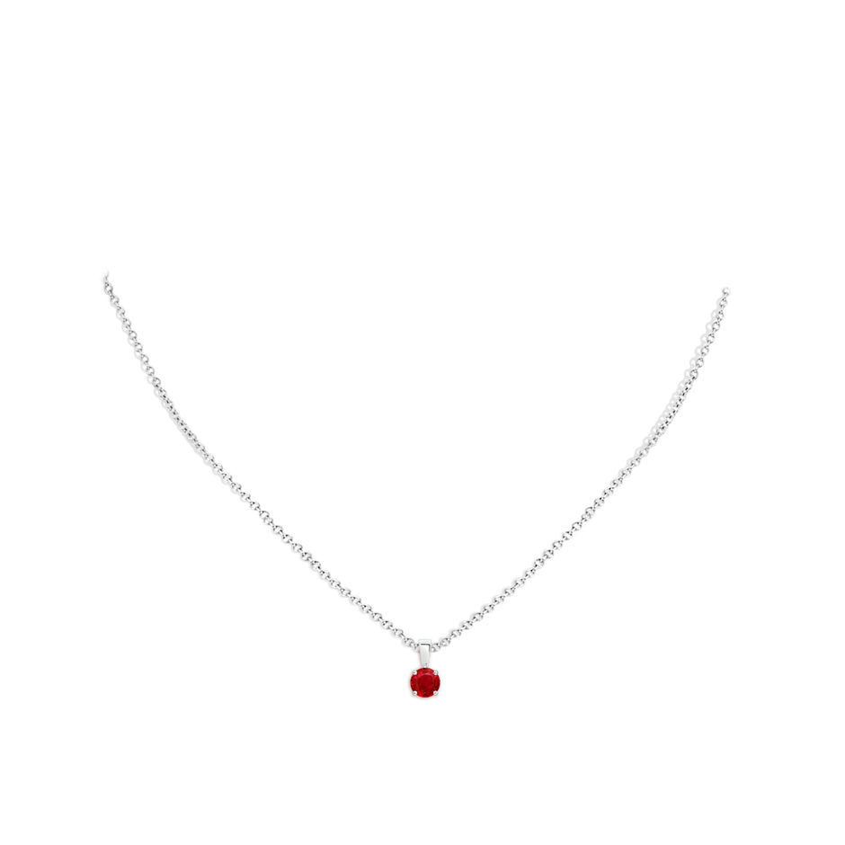 5mm AAA Classic Prong-Set Round Ruby Solitaire Pendant in S999 Silver pen