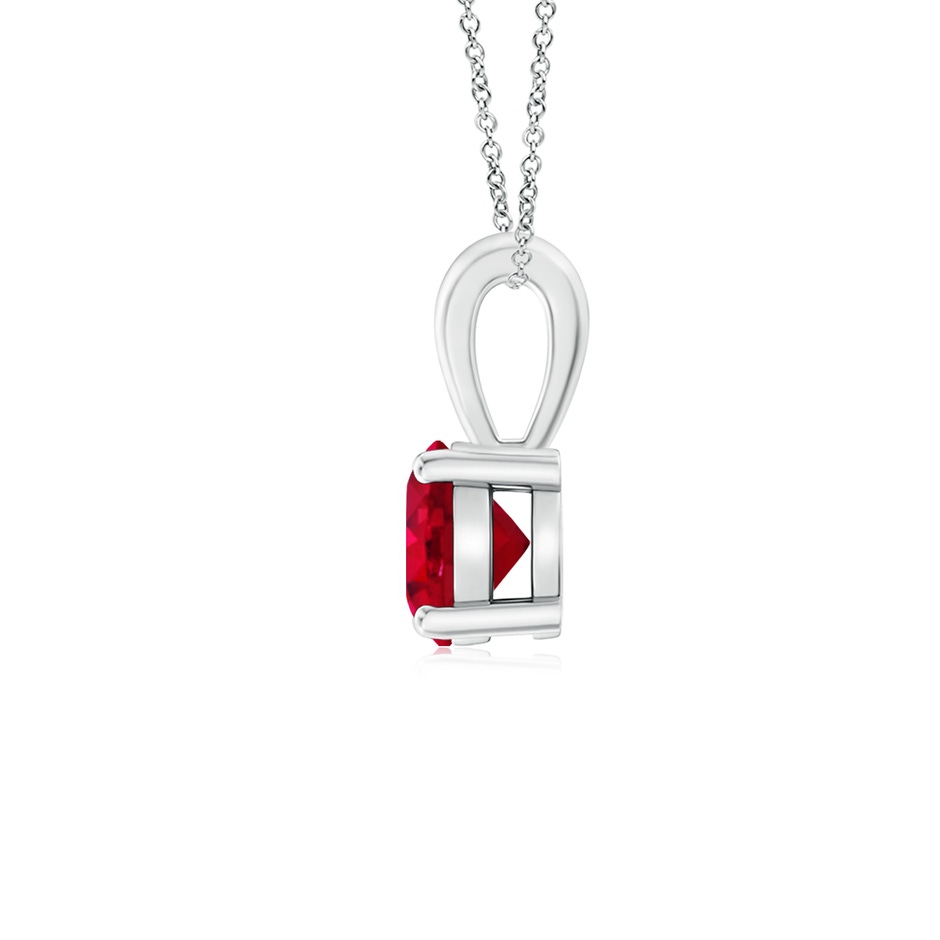 5mm AAA Classic Prong-Set Round Ruby Solitaire Pendant in White Gold side 199