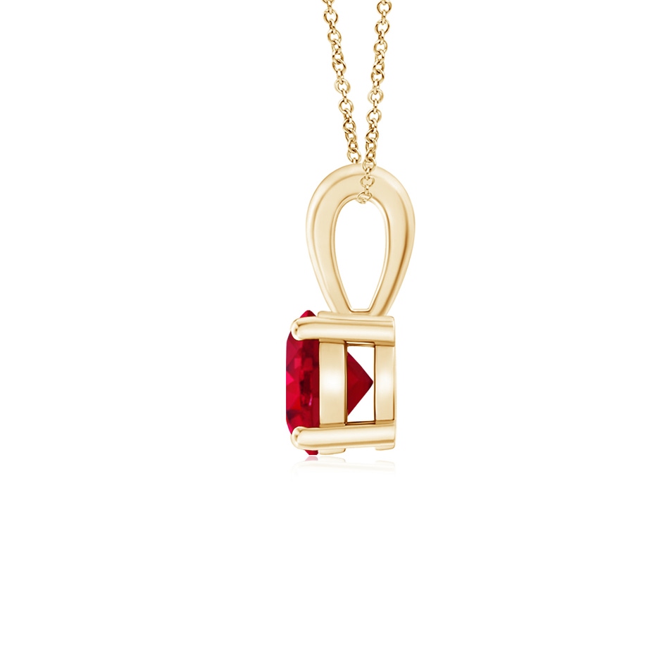 5mm AAA Classic Prong-Set Round Ruby Solitaire Pendant in Yellow Gold side 199