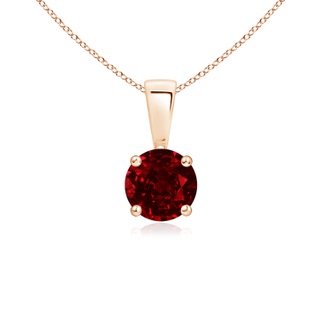 5mm AAAA Classic Prong-Set Round Ruby Solitaire Pendant in 10K Rose Gold