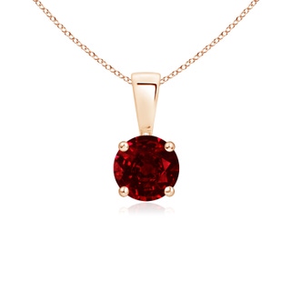 5mm AAAA Classic Round Ruby Solitaire Pendant in 9K Rose Gold