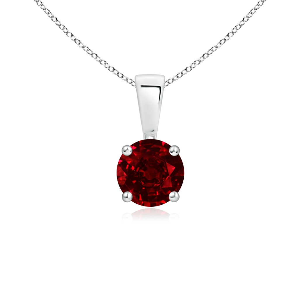 5mm AAAA Classic Prong-Set Round Ruby Solitaire Pendant in P950 Platinum
