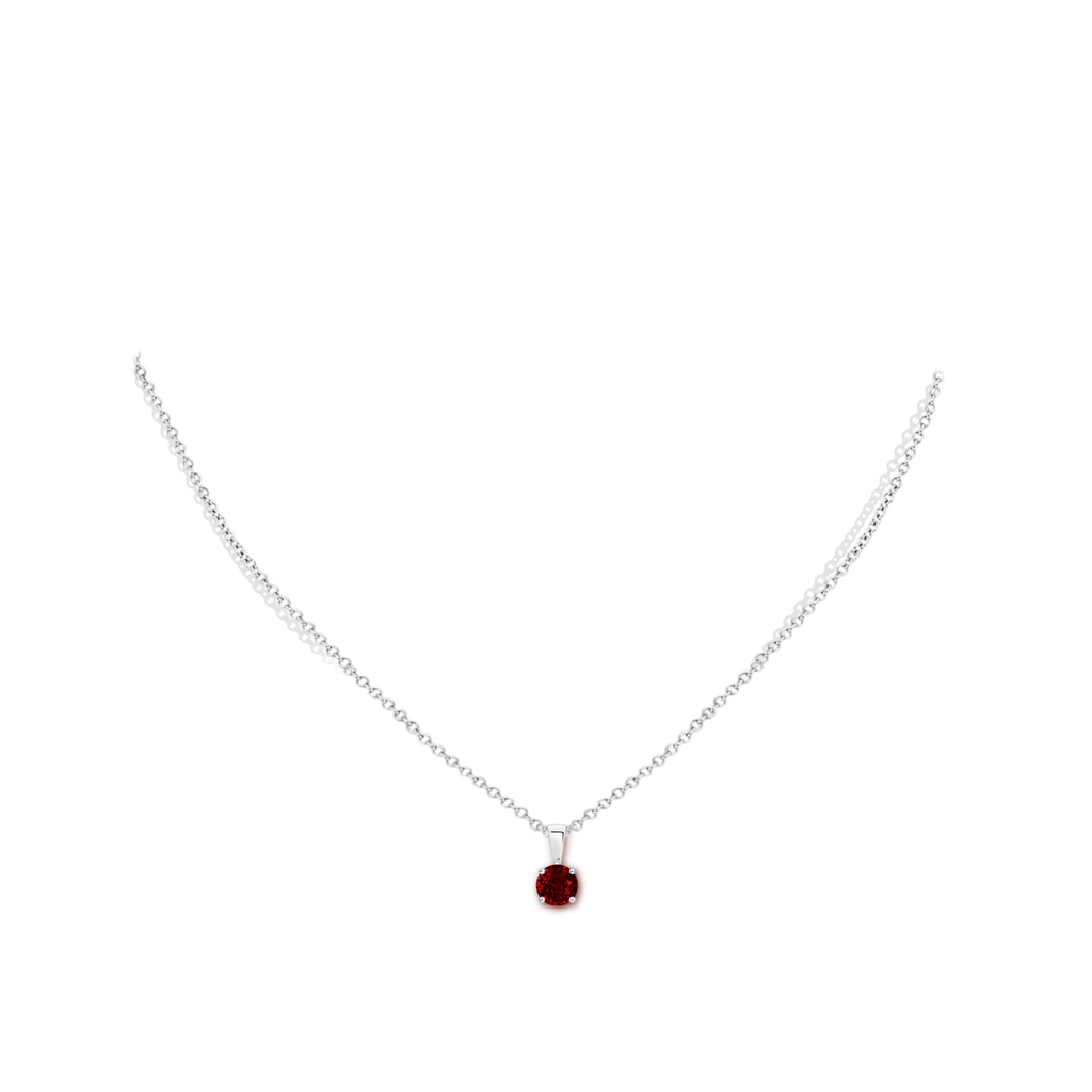 5mm AAAA Classic Round Ruby Solitaire Pendant in P950 Platinum pen