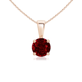 5mm AAAA Classic Round Ruby Solitaire Pendant in Rose Gold
