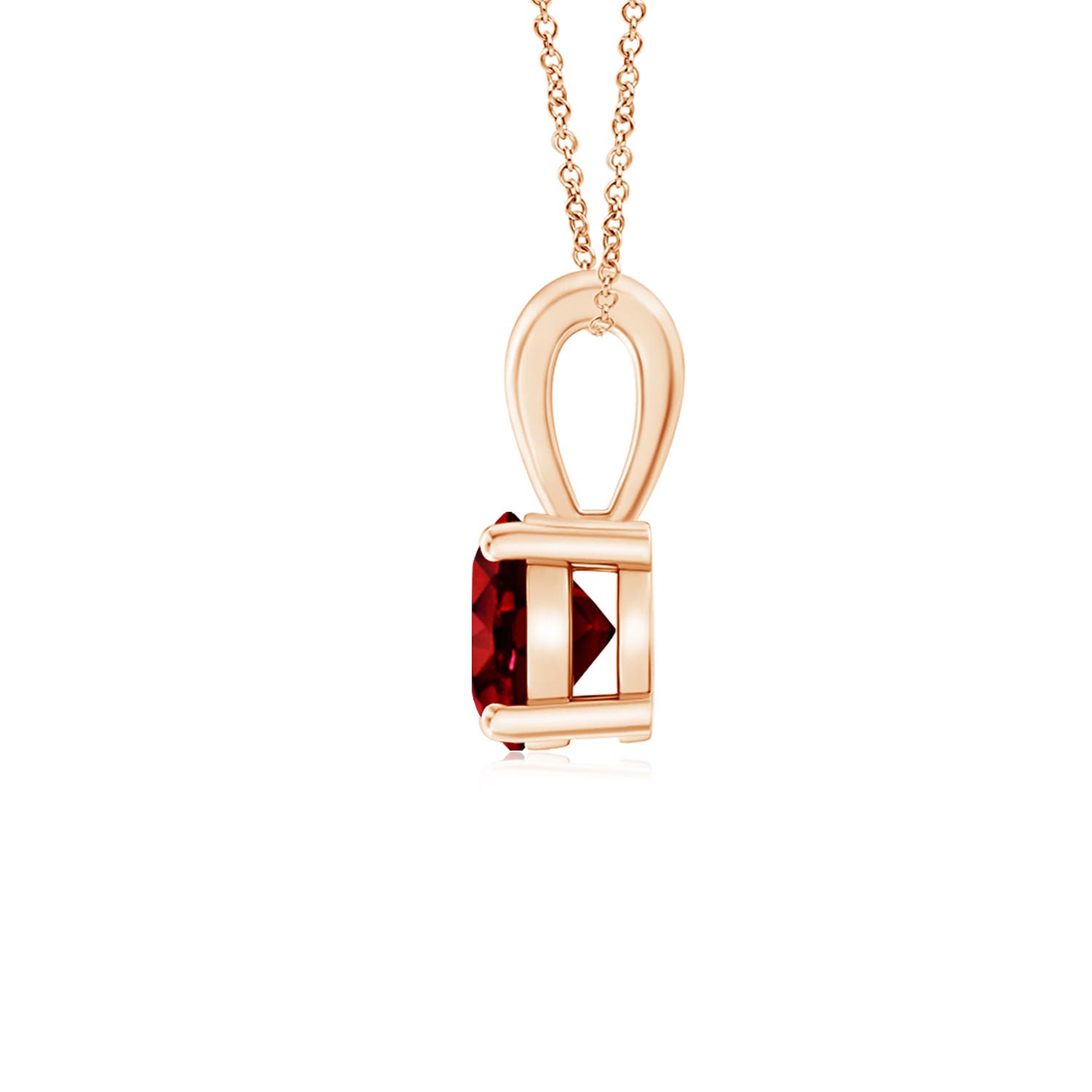 5mm AAAA Classic Prong-Set Round Ruby Solitaire Pendant in Rose Gold