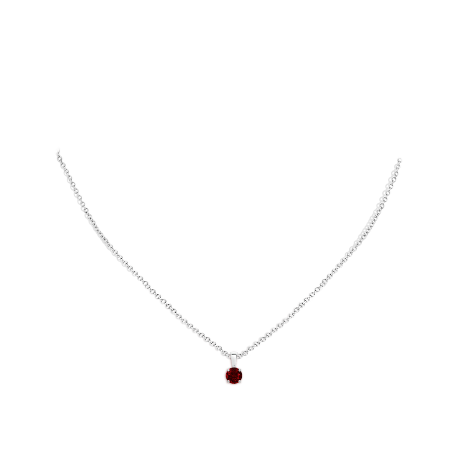 5mm AAAA Classic Prong-Set Round Ruby Solitaire Pendant in White Gold pen