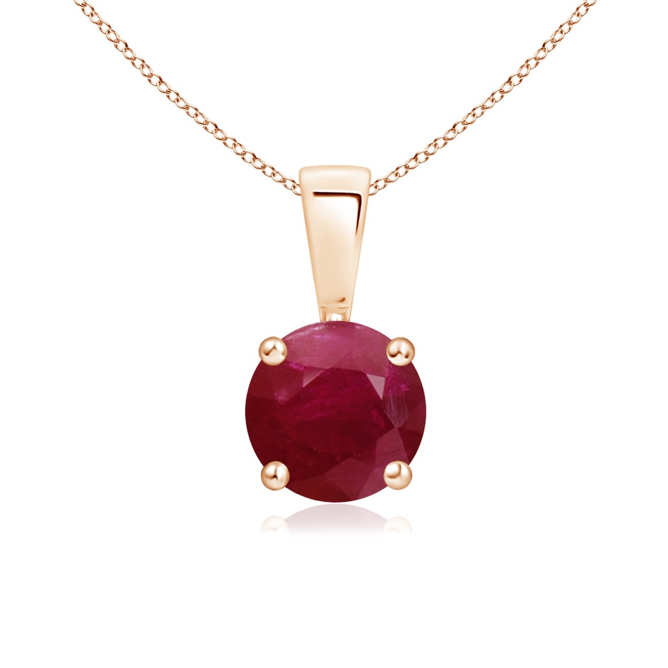 6mm A Classic Prong-Set Round Ruby Solitaire Pendant in Rose Gold 