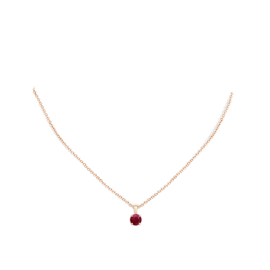 6mm A Classic Prong-Set Round Ruby Solitaire Pendant in Rose Gold pen