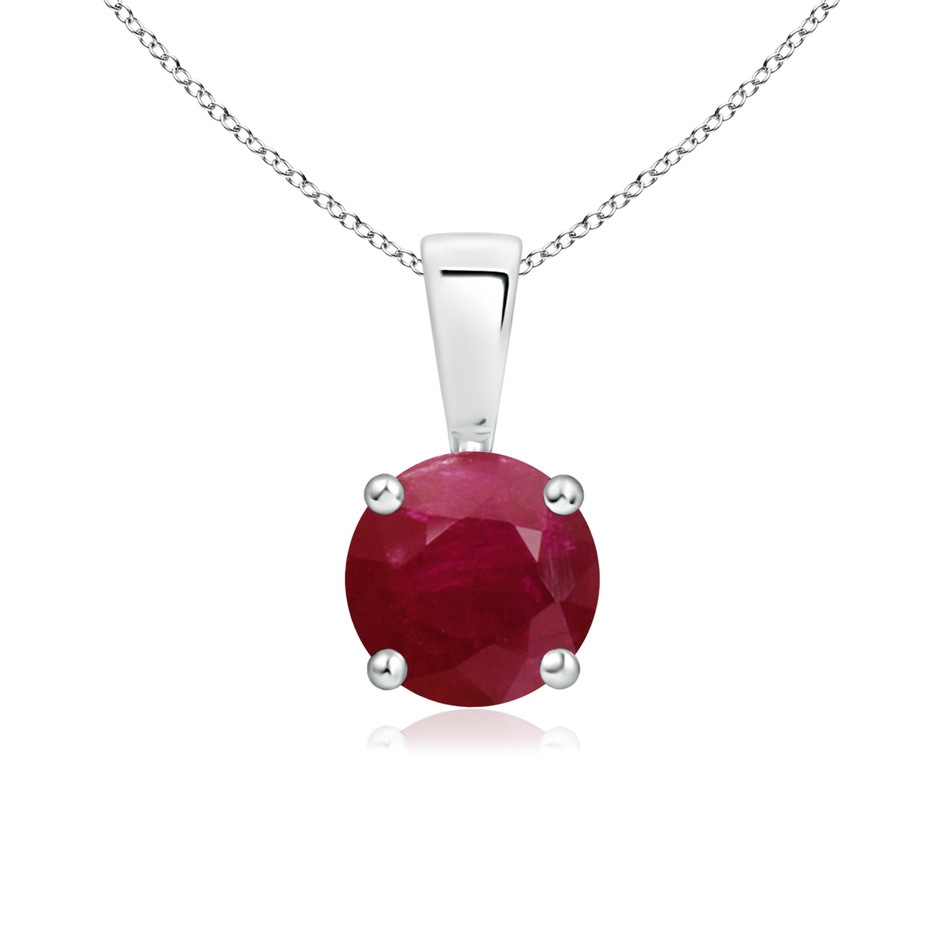 6mm A Classic Prong-Set Round Ruby Solitaire Pendant in White Gold 
