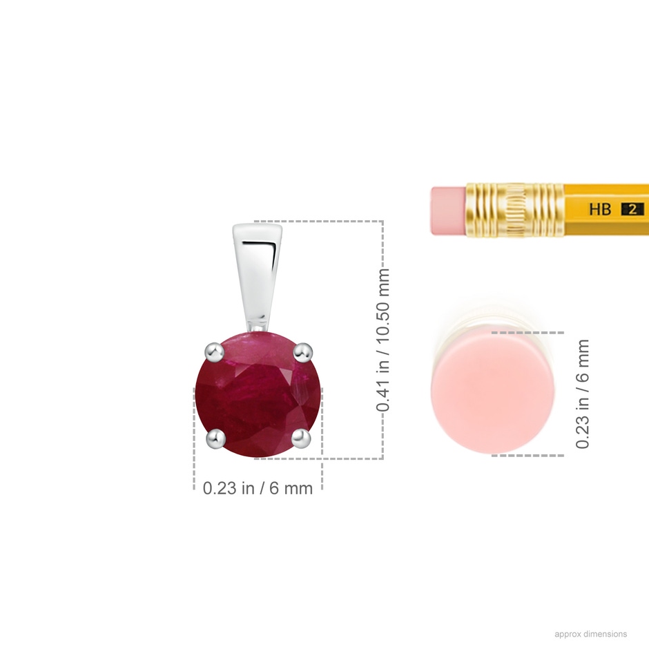 6mm A Classic Prong-Set Round Ruby Solitaire Pendant in White Gold ruler
