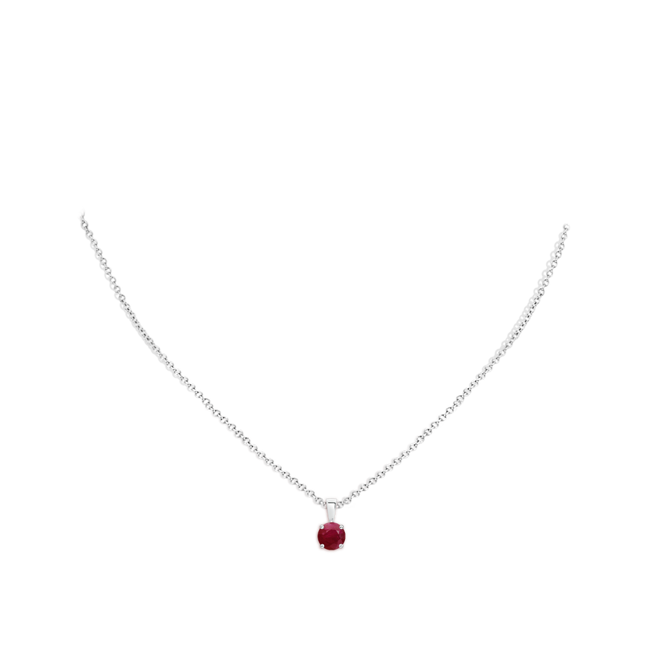 6mm A Classic Prong-Set Round Ruby Solitaire Pendant in White Gold pen