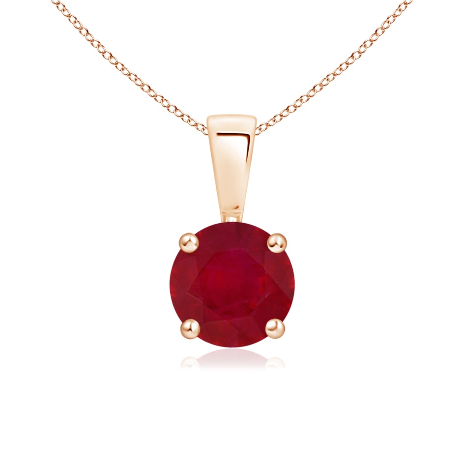 6mm AA Classic Prong-Set Round Ruby Solitaire Pendant in Rose Gold 