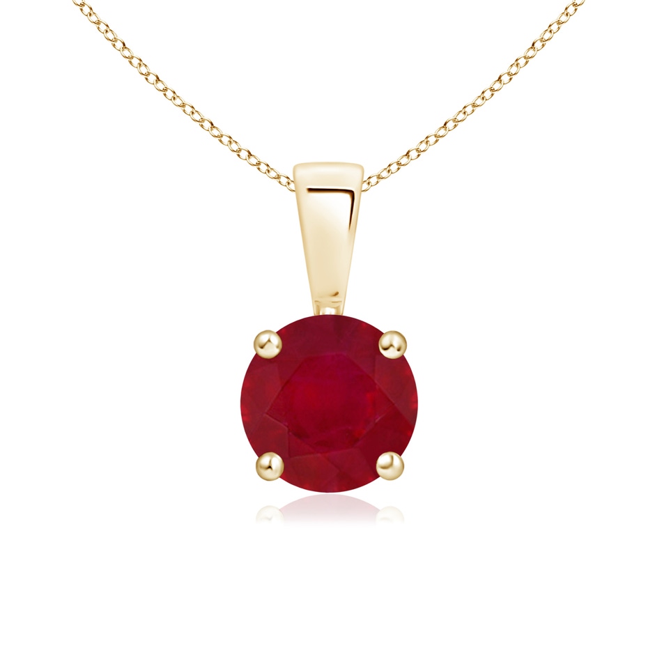 6mm AA Classic Prong-Set Round Ruby Solitaire Pendant in Yellow Gold 