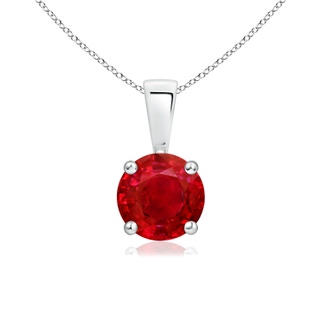 6mm AAA Classic Round Ruby Solitaire Pendant in P950 Platinum