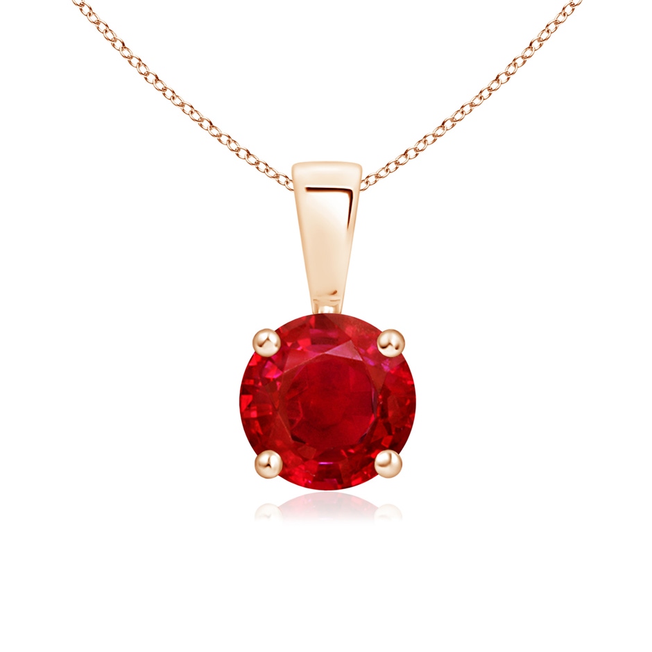 6mm AAA Classic Prong-Set Round Ruby Solitaire Pendant in Rose Gold 