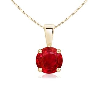 6mm AAA Classic Round Ruby Solitaire Pendant in Yellow Gold