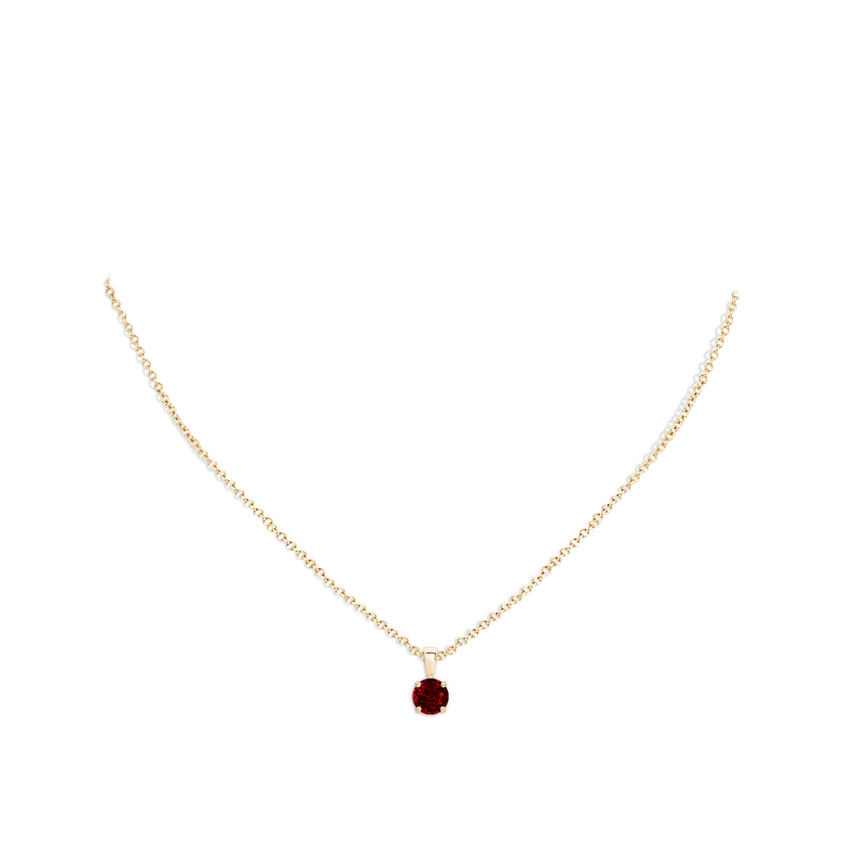 6mm AAAA Classic Prong-Set Round Ruby Solitaire Pendant in 18K Yellow Gold pen