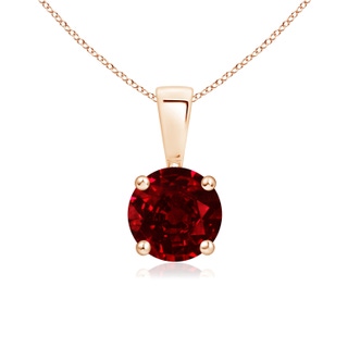 6mm AAAA Classic Round Ruby Solitaire Pendant in 9K Rose Gold