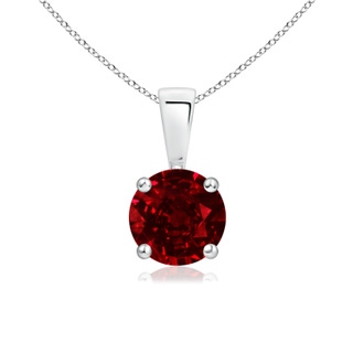 6mm AAAA Classic Round Ruby Solitaire Pendant in P950 Platinum