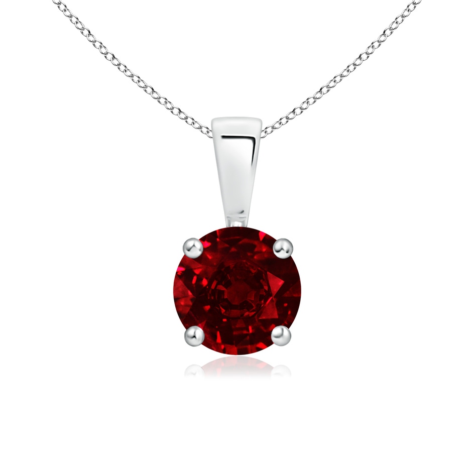 6mm AAAA Classic Prong-Set Round Ruby Solitaire Pendant in P950 Platinum 