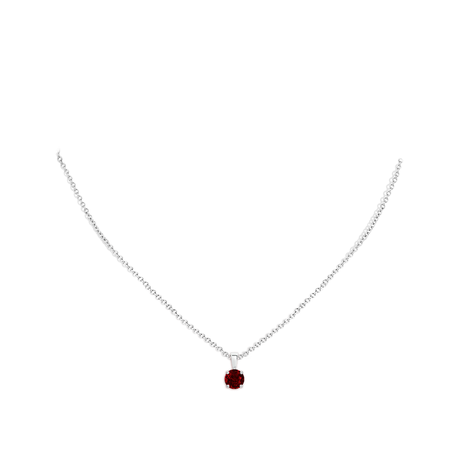 6mm AAAA Classic Prong-Set Round Ruby Solitaire Pendant in P950 Platinum pen