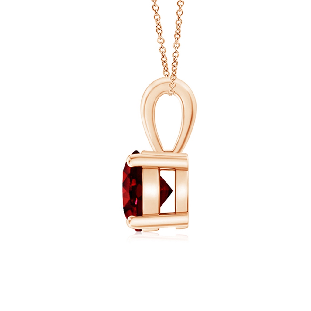 6mm AAAA Classic Round Ruby Solitaire Pendant in Rose Gold Side 199