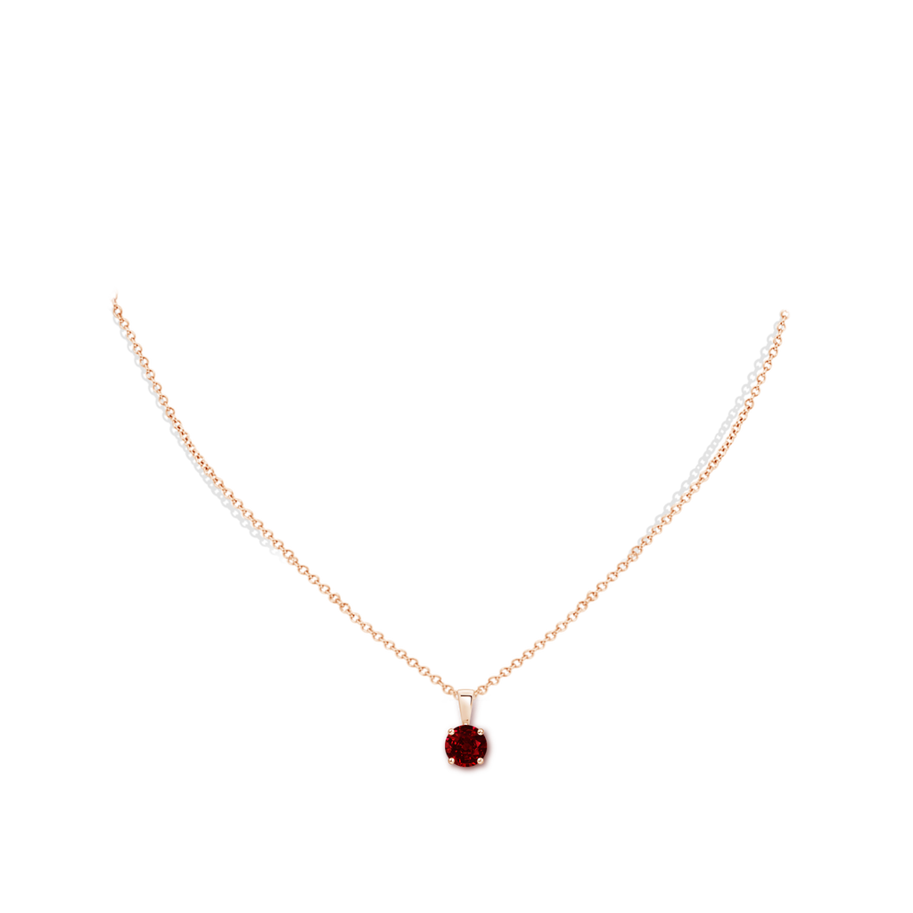 6mm AAAA Classic Round Ruby Solitaire Pendant in Rose Gold pen