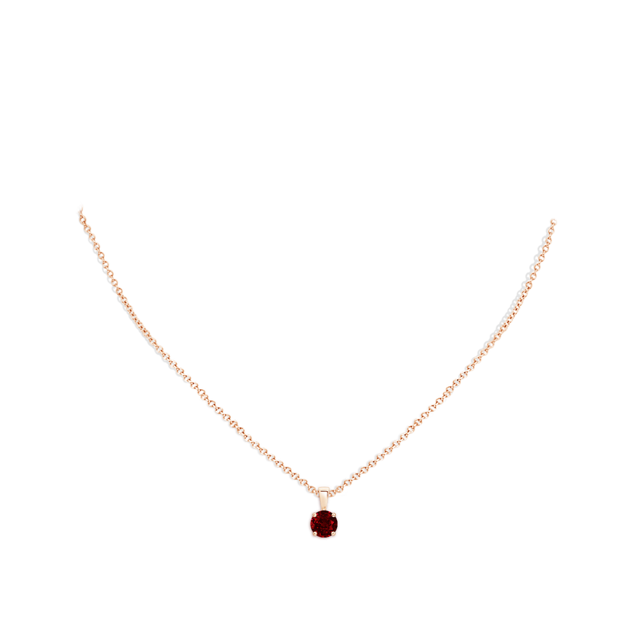 6mm AAAA Classic Prong-Set Round Ruby Solitaire Pendant in Rose Gold pen
