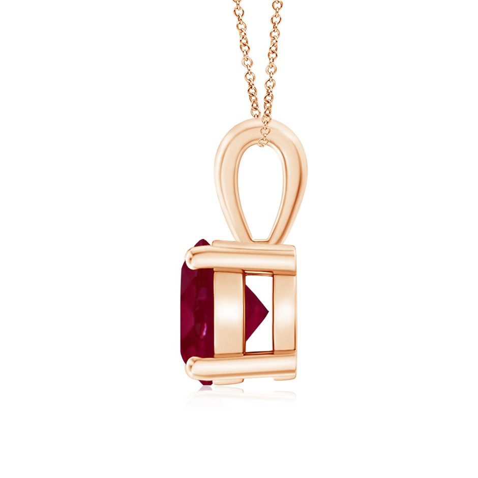 7mm A Classic Prong-Set Round Ruby Solitaire Pendant in Rose Gold side 199