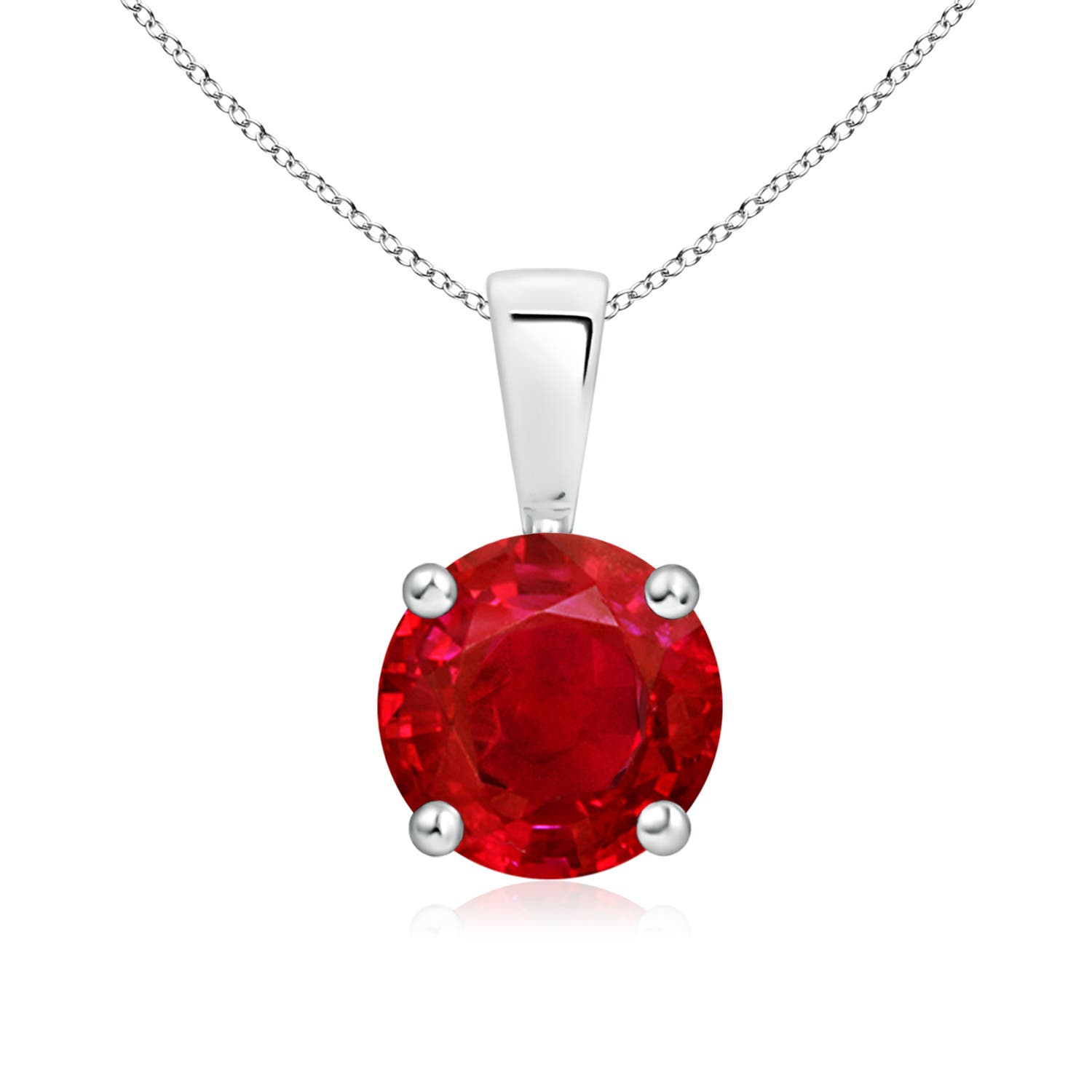 7mm AAA Classic Prong-Set Round Ruby Solitaire Pendant in P950 Platinum