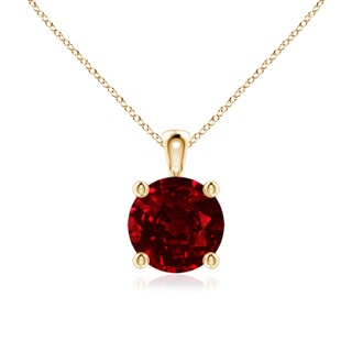7mm AAAA Classic Round Ruby Solitaire Pendant in 9K Yellow Gold