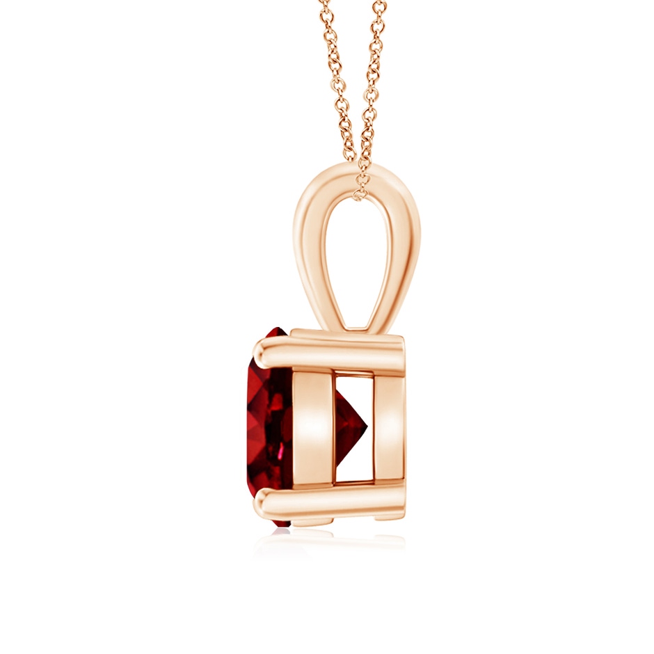 7mm AAAA Classic Prong-Set Round Ruby Solitaire Pendant in Rose Gold side 199