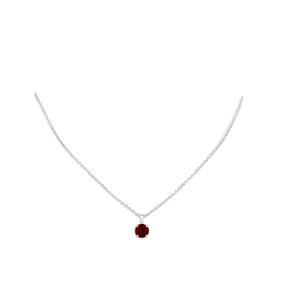7mm AAAA Classic Prong-Set Round Ruby Solitaire Pendant in S999 Silver pen