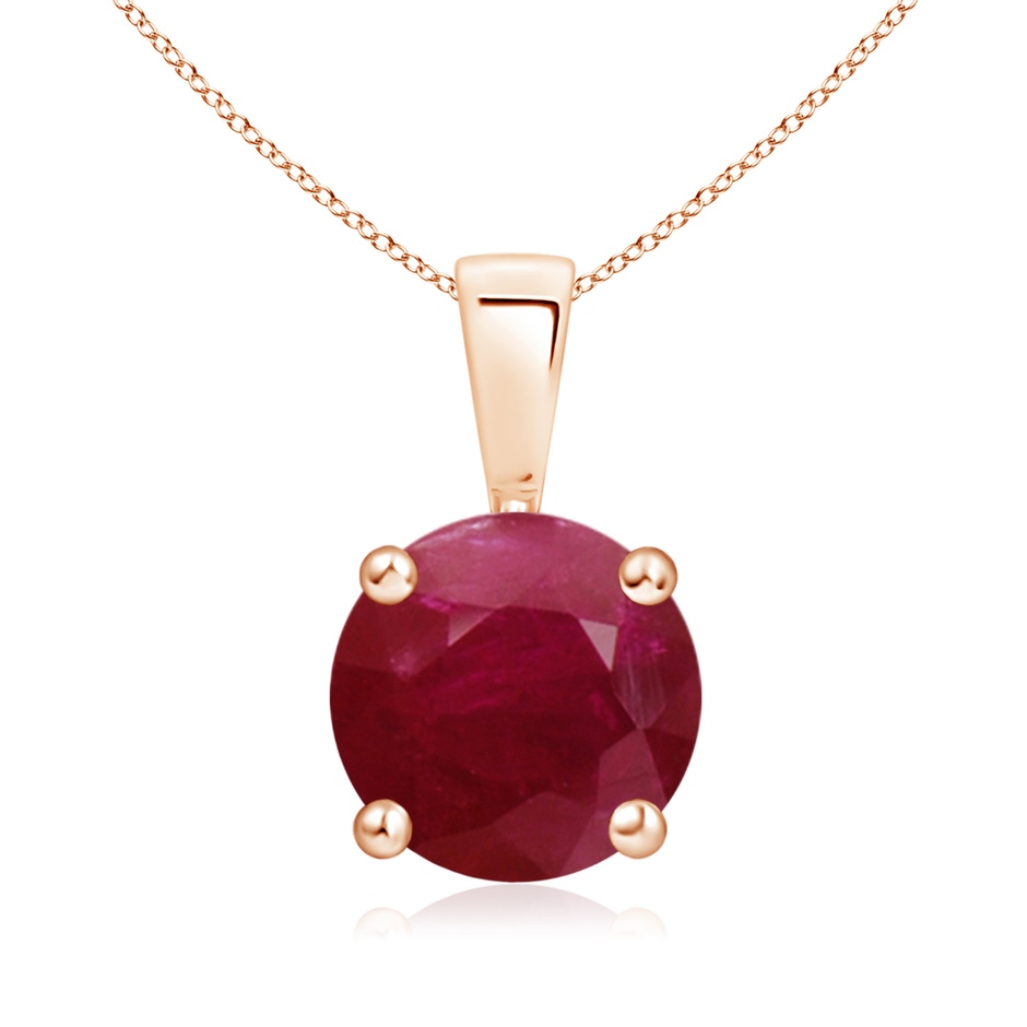 8mm A Classic Prong-Set Round Ruby Solitaire Pendant in Rose Gold 