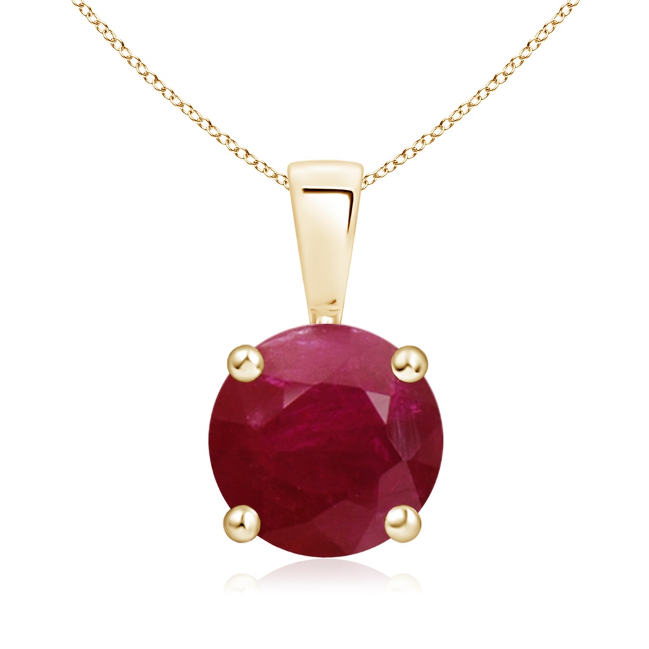 8mm A Classic Prong-Set Round Ruby Solitaire Pendant in Yellow Gold 