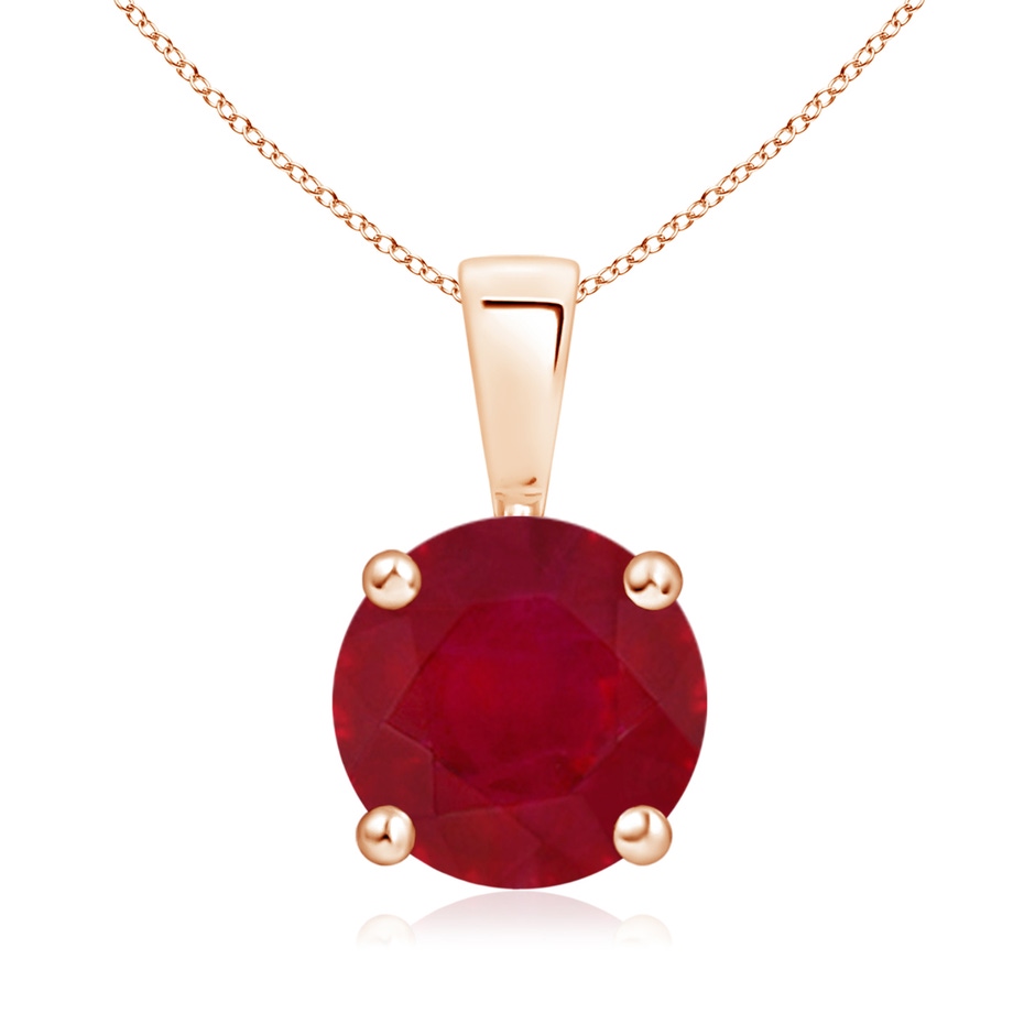 8mm AA Classic Prong-Set Round Ruby Solitaire Pendant in Rose Gold 