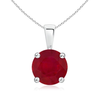 8mm AA Classic Round Ruby Solitaire Pendant in S999 Silver