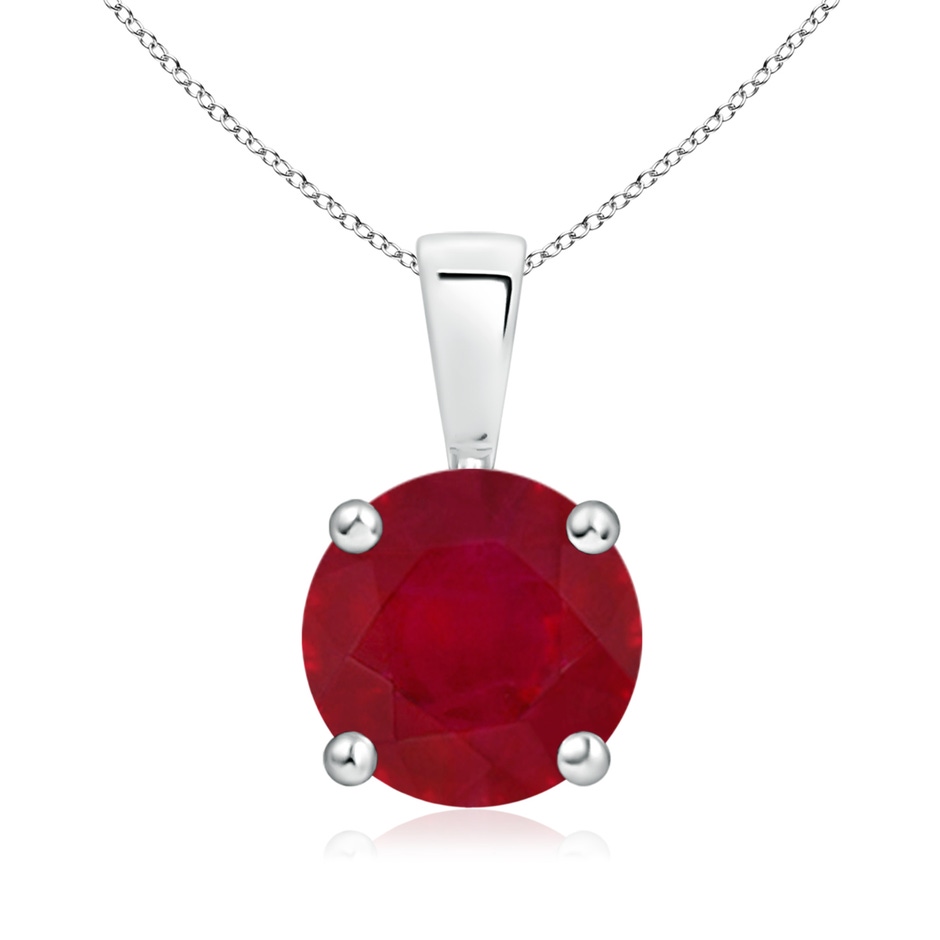 8mm AA Classic Prong-Set Round Ruby Solitaire Pendant in White Gold 