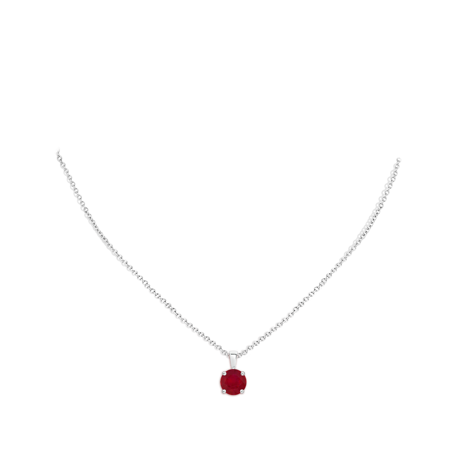 8mm AA Classic Prong-Set Round Ruby Solitaire Pendant in White Gold pen